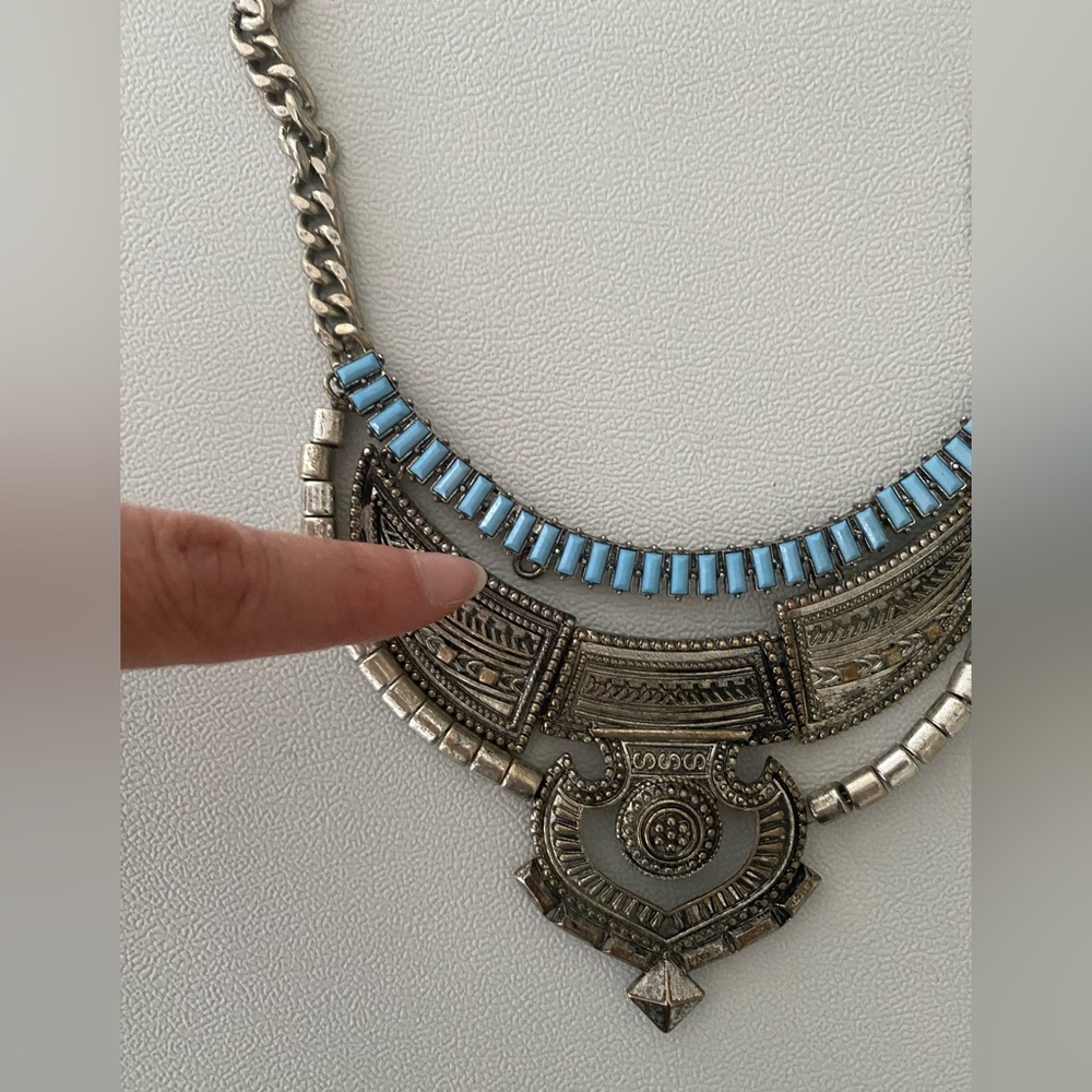 Sugarfix By Bauble Bar Silver-tone Statement Turquoise Dangling Bib - Picture 13 of 15
